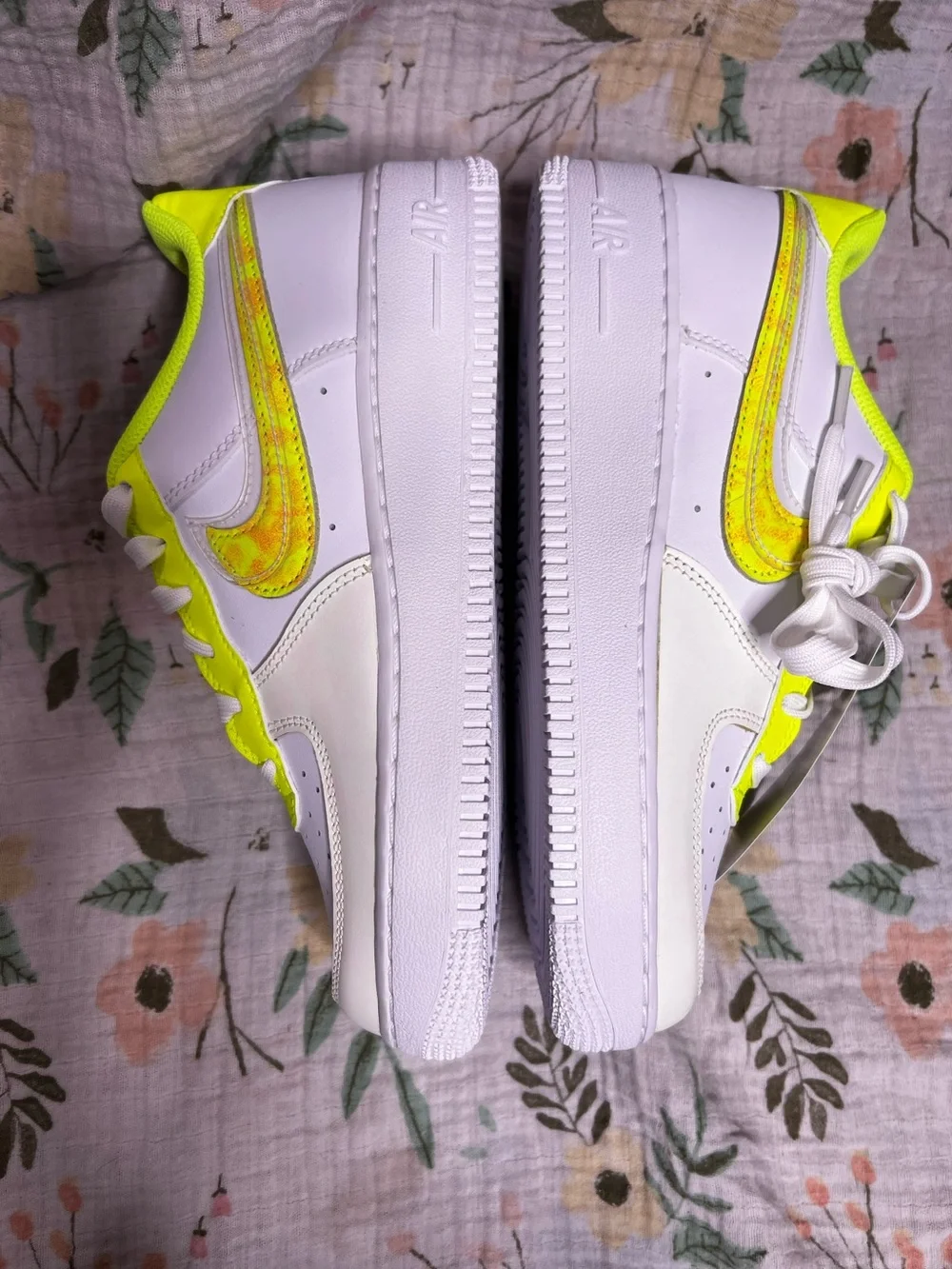 Nike Air Force 1 LV8 Neon Yellow and White Shoes